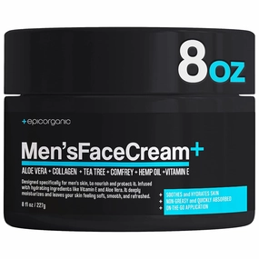 Mens Face Cream | Anti Aging & Hydrating Face Moisturizer | Hyaluronic Acid, Collagen & Vitamin E Cream | Men's Skin Care | Moisturizer Face Cream | 8oz