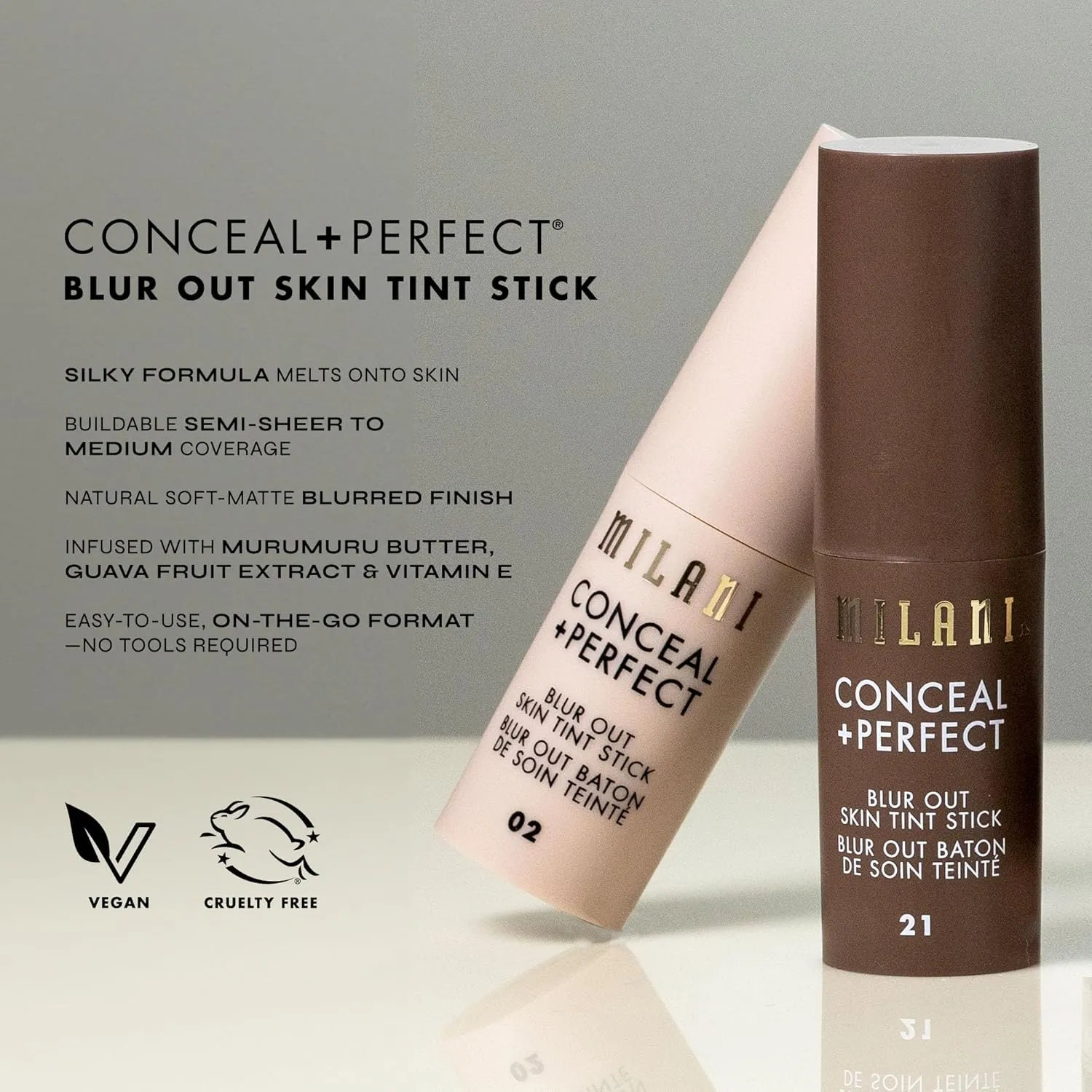 Milani Conceal   Perfect - Skin Tint Stick, Blur Out Tinted Moisturizer Makeup, Shade 013