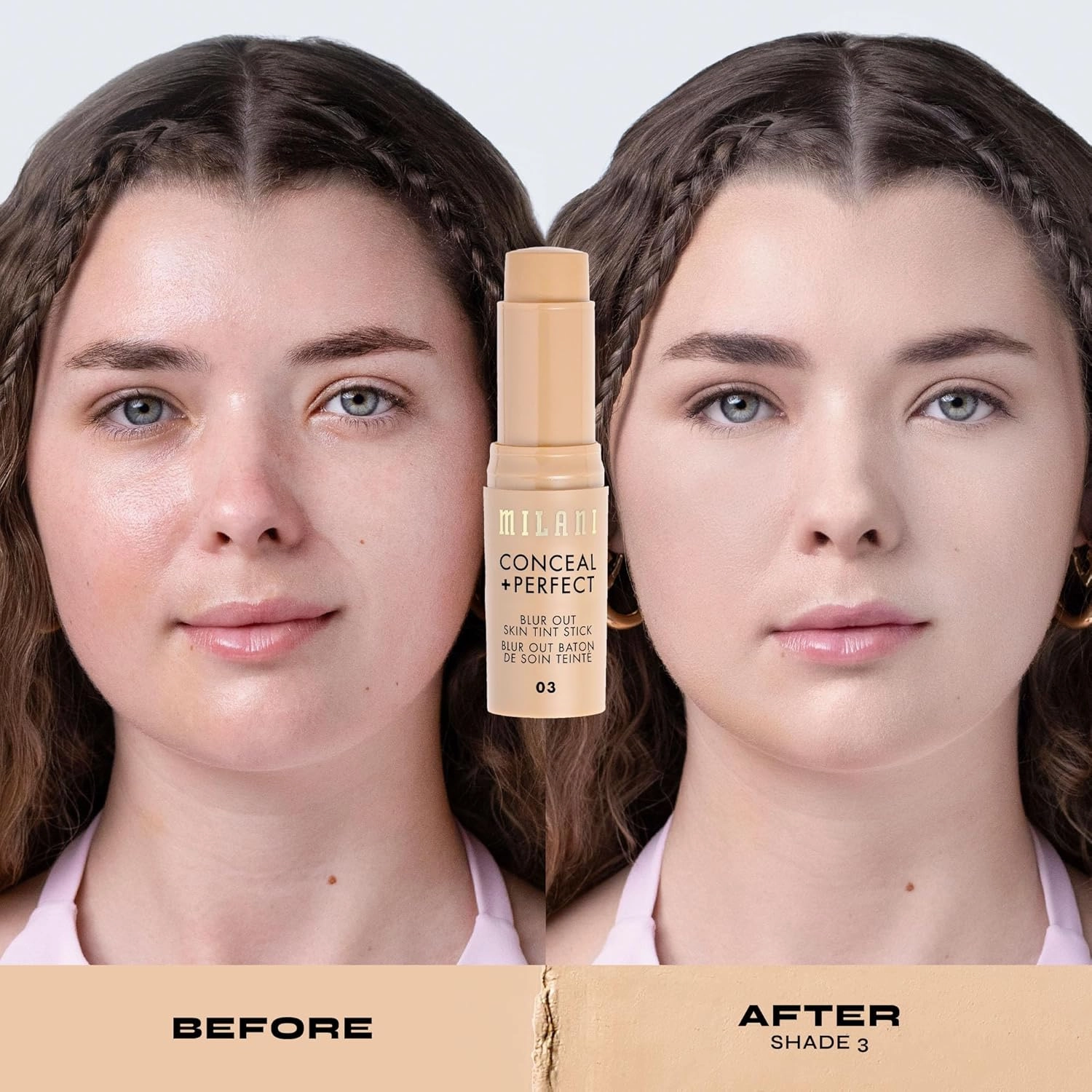 Milani Conceal   Perfect - Skin Tint Stick, Blur Out Tinted Moisturizer Makeup, Shade 003