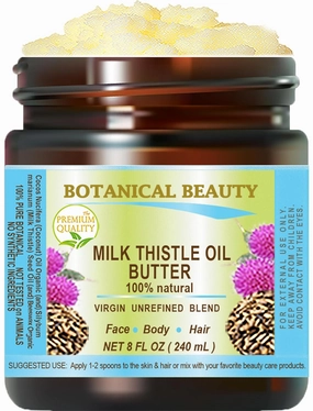 MILK THISTLE OIL BUTTER Silybum marianum 100% Natural 8 Fl.oz.- 240 ml for FACE, SKIN, BODY, HAIR, NAILS, Foot Care. Foot Oil butter, Skin Moisturizer by Botanical Beauty