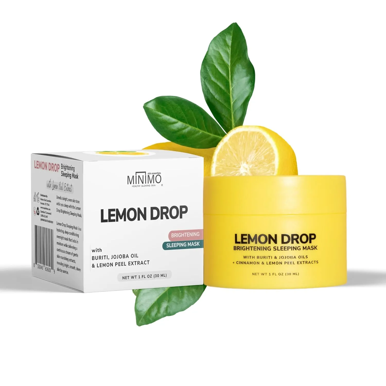 Minimo Lemon Drop Sleeping Mask Overnight Cream | Vitamin C Sleep Overnight Face Mask Skin Care & Lemon Peel Extract Face Moisturizer Brightening sleeping mask, Korean skin care, (1 oz) Travel Size