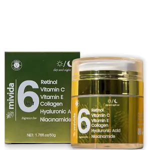 mivida Advanced Retinol Cream for Face & Neck | 6-in-1 Anti-Aging Moisturizer with Collagen, Hyaluronic Acid, Vitamin C & E | Firming, Hydrating, Wrinkle-Reducing | Daily Face Cream - 1.7 fl oz