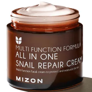 MIZON All in One Snail Repair Cream Snail Mucin with 12 Natural Extracts Korean Recovery Cream for Fine Line & Blemish Care (2.53 Fl Oz Pack of 1)