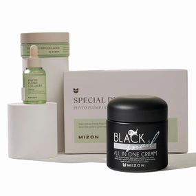 MIZON Spring Sale Nourishing Combo - Black Snail All in One Cream, Phyto Plump Collagen Serum & Eye Gel Patch, Korean Revitalizing Skincare Set