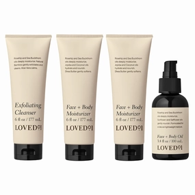 Moisture Layering Set, Hydrating Bundle (6 Oz Exfoliating Cleanser, 2-Pack Face & Body Moisturizer, 6 Oz Each, & 3.4 Oz Face & Body Oil)
