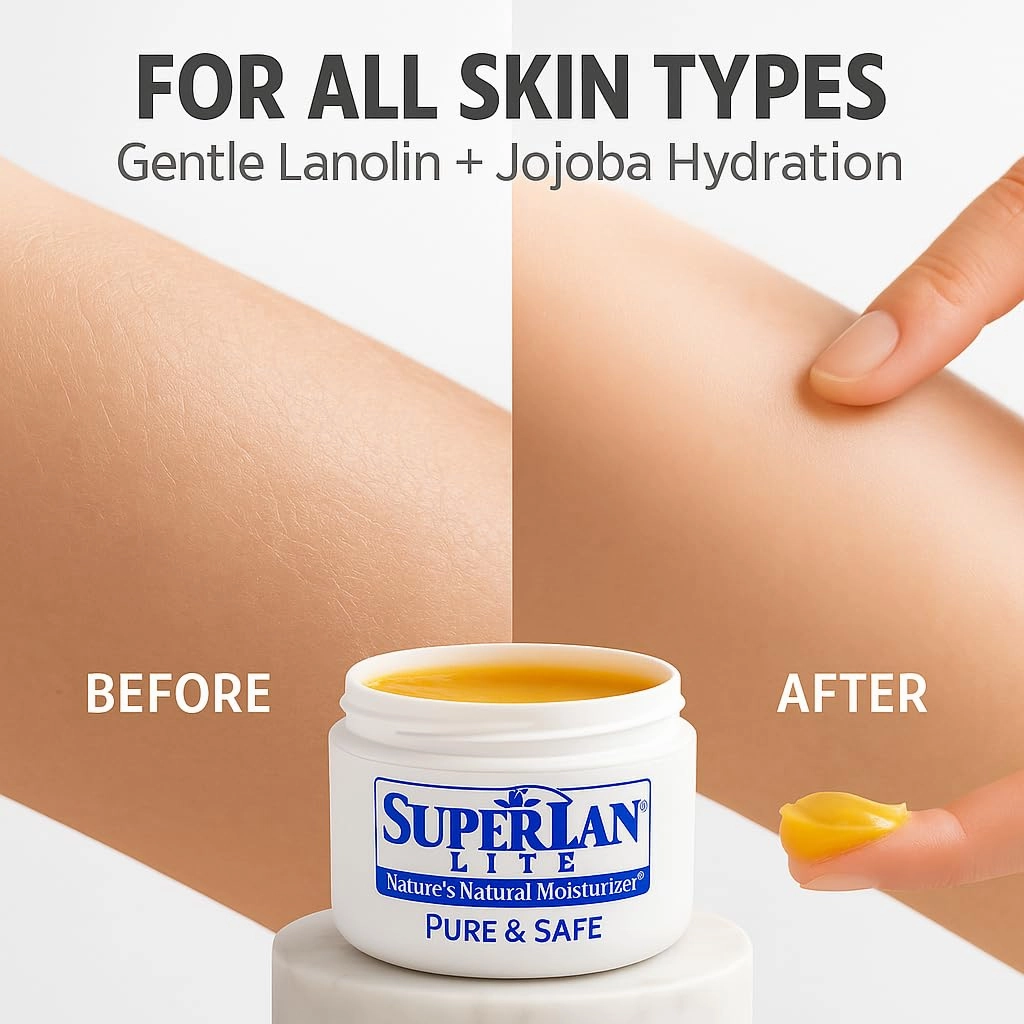 Moisturizer Lanolin Cream 1 oz with Jojoba Oil for Hot, Dry & Cold Weather - Lightweight Creamy Formula with Medical-Grade Lanolin & Jojoba Oil - Moisturizer for Hands, Feet, Body, and More
