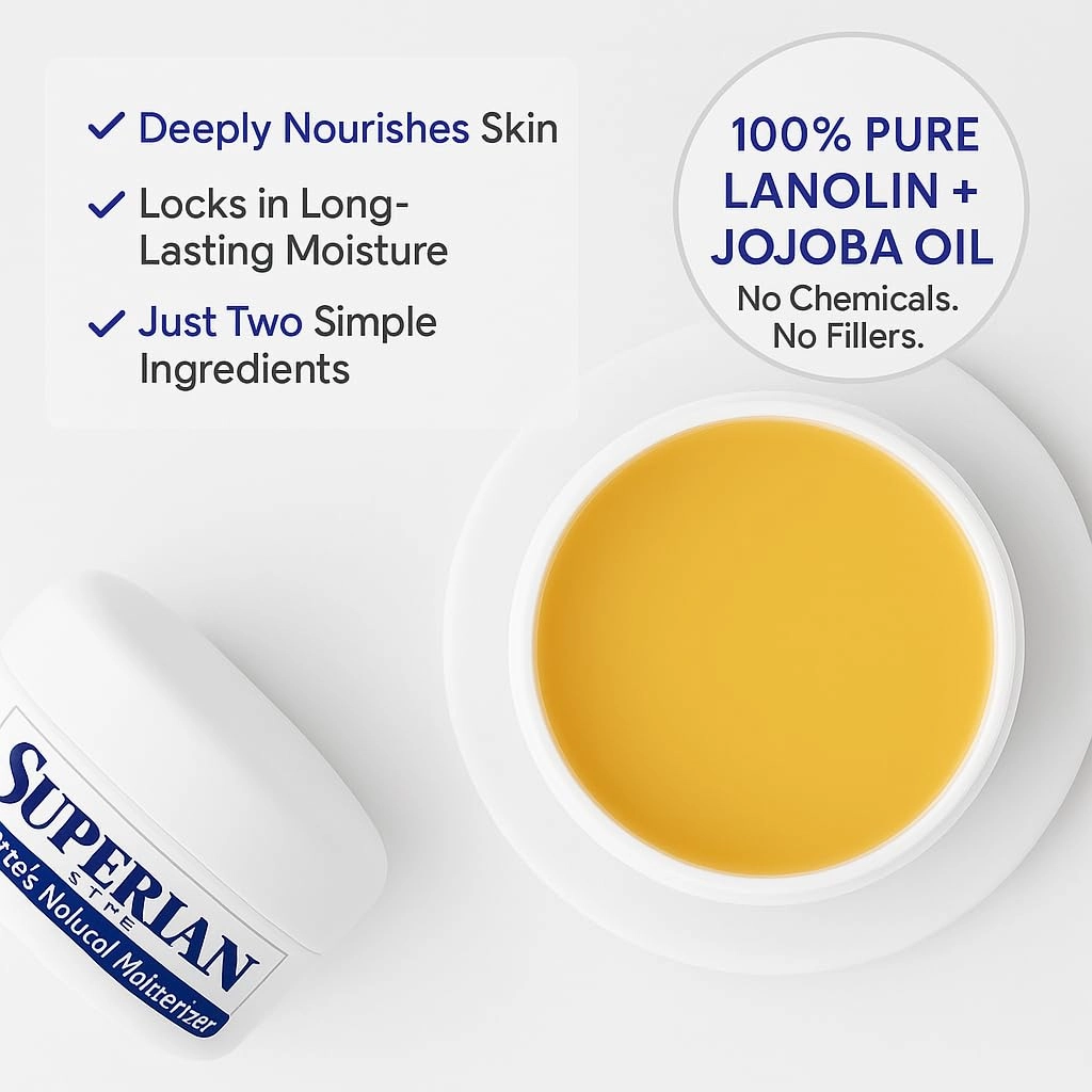 Moisturizer Lanolin Cream 1 oz with Jojoba Oil for Hot, Dry & Cold Weather - Lightweight Creamy Formula with Medical-Grade Lanolin & Jojoba Oil - Moisturizer for Hands, Feet, Body, and More