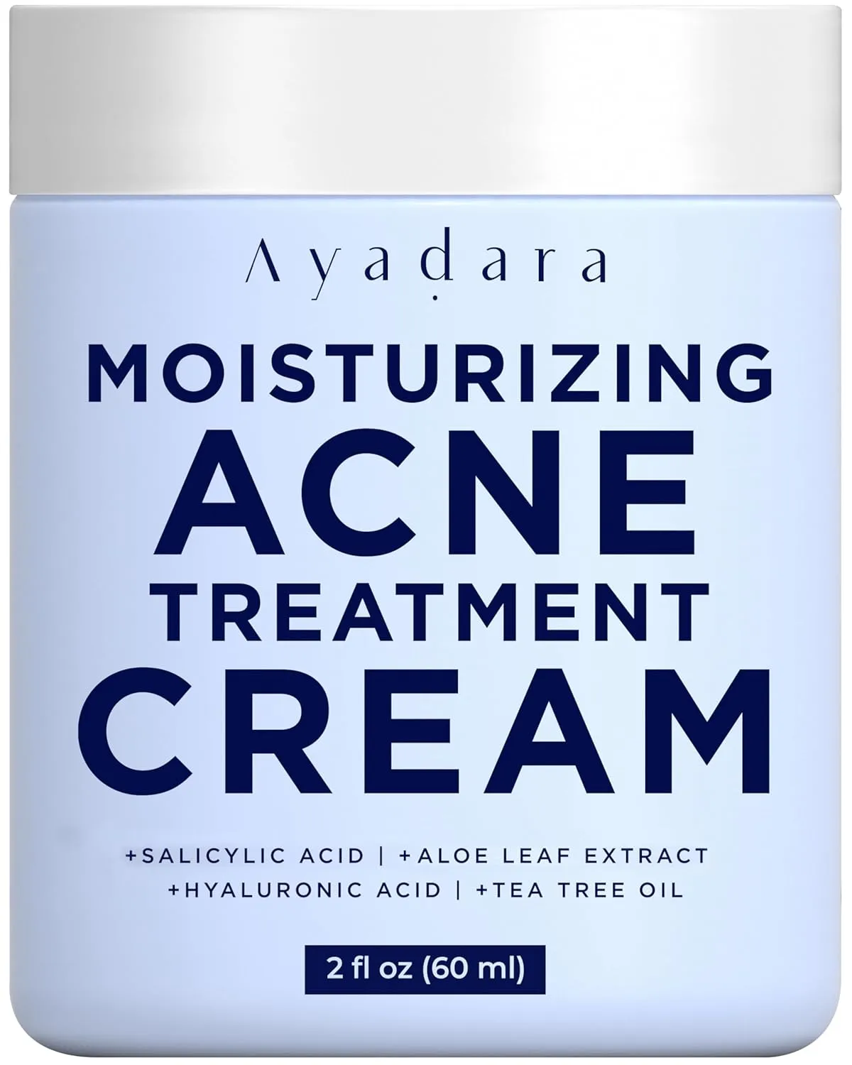 Moisturizing Acne Treatment Cream, Salicylic Acid Face Moisturizer for Oily & Acne Prone Skin, Pimple, Blackhead, Whitehead, Hormonal, & Cystic Acne Treatment for Men, Women, 90-Day Supply by Ayadara