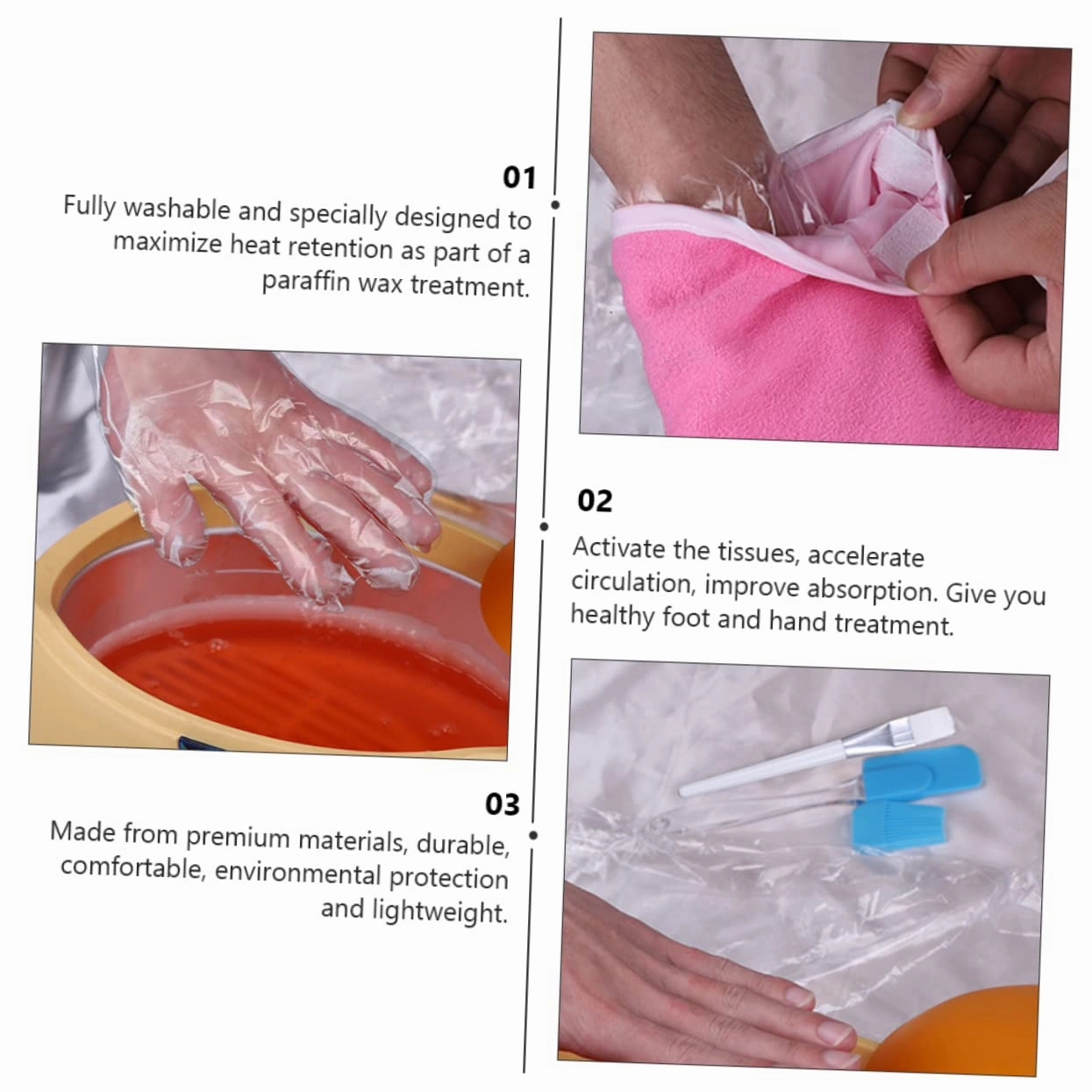 Moisturizing Hand Care Gloves Paraffin Spa Mitts Skin Treatment Kit for Foot Care Supplies Random Color