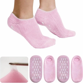Moisturizing Socks, 2 Pairs Silicone Gel Socks for Cracked Heels & Dry Feet for Women, Soft Feet Moisturizer Spa & Lotion Pedicure Socks for Foot Treatment & Repair Overnight, Pink