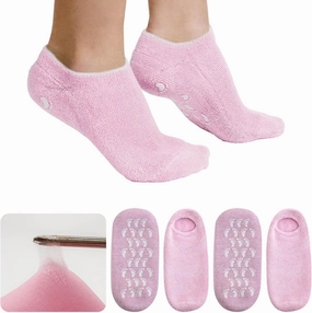 Moisturizing Socks, 2 Pairs Silicone Gel Socks for Cracked Heels & Dry Feet for Women, Soft Feet Moisturizer Spa & Lotion Pedicure Socks for Foot Treatment & Repair Overnight, Pink