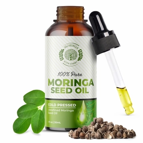 Moringa Seed Oil – 100% Pure, Cold-Pressed & Virgin, Unrefined Non-GMO Vegan Oil, Ultra-Hydrating Moisturizer for Dry Skin, Damaged Hair & Body, Anti-Aging, Ideal Carrier Oil