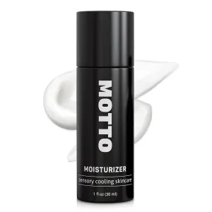 MOTTO Mens Face Cream Moisturizer- ICE-COLD - Made in USA - Hyaluronic Acid, Vitamin E, Menthol, Peppermint, & Eucalyptus, Coffee Seed Extract, Day & Night Moisturizing, 1 oz