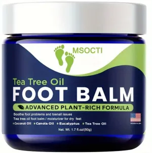 MSOCTI Tea Tree Oil Foot Balm, 1.7 fl.oz, Plant-Rich Formula, Coconut Oil, Canola Oil, Eucalyptus