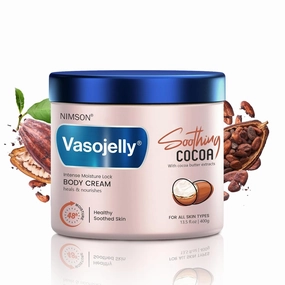 N.I.M.S.O.N Vaso-jelly Soothing Cocoa Cream | Face, Hand & Body Moisturizer with Cocoa Butter | Intense Moisture Lock for Soft, Calm & Healthy Skin | 400 gm