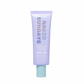 Naked Sundays SPF50  100% Mineral Glow Sunscreen, Daily Hydrating Facial Moisturizer & Primer with Zinc Oxide & Vegan Collagen, Sheer Tint, Broad Spectrum SPF Lotion (Jumbo 80ml)