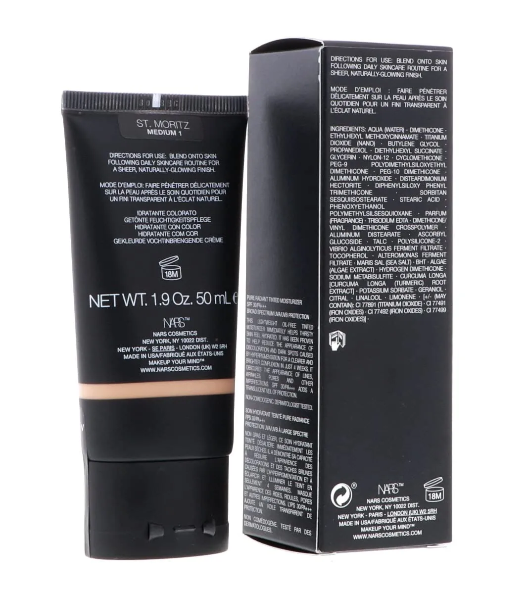 NARS Pure Radiant Tinted Moisturizer SPF 30, No. 01 St. Moritz/Medium, 1.9 Ounce (I0081566)