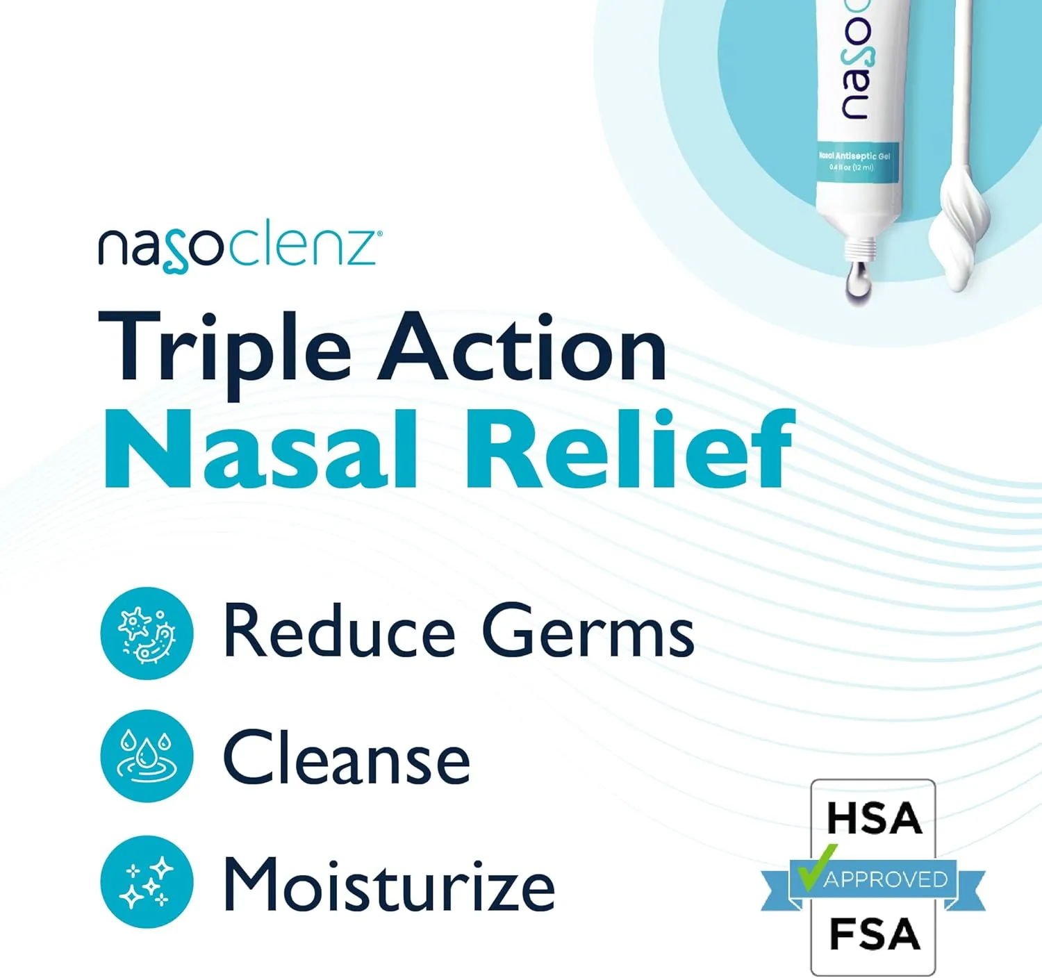 Nasal Cleansing Kit – Gentle, Washable Wand & Antiseptic Gel, Nose Cleaner Reduces Germs & Nasal Moisturizer for Fast Dry Nose & Allergy Relief (Unscented 4 Count, up to 50 uses)