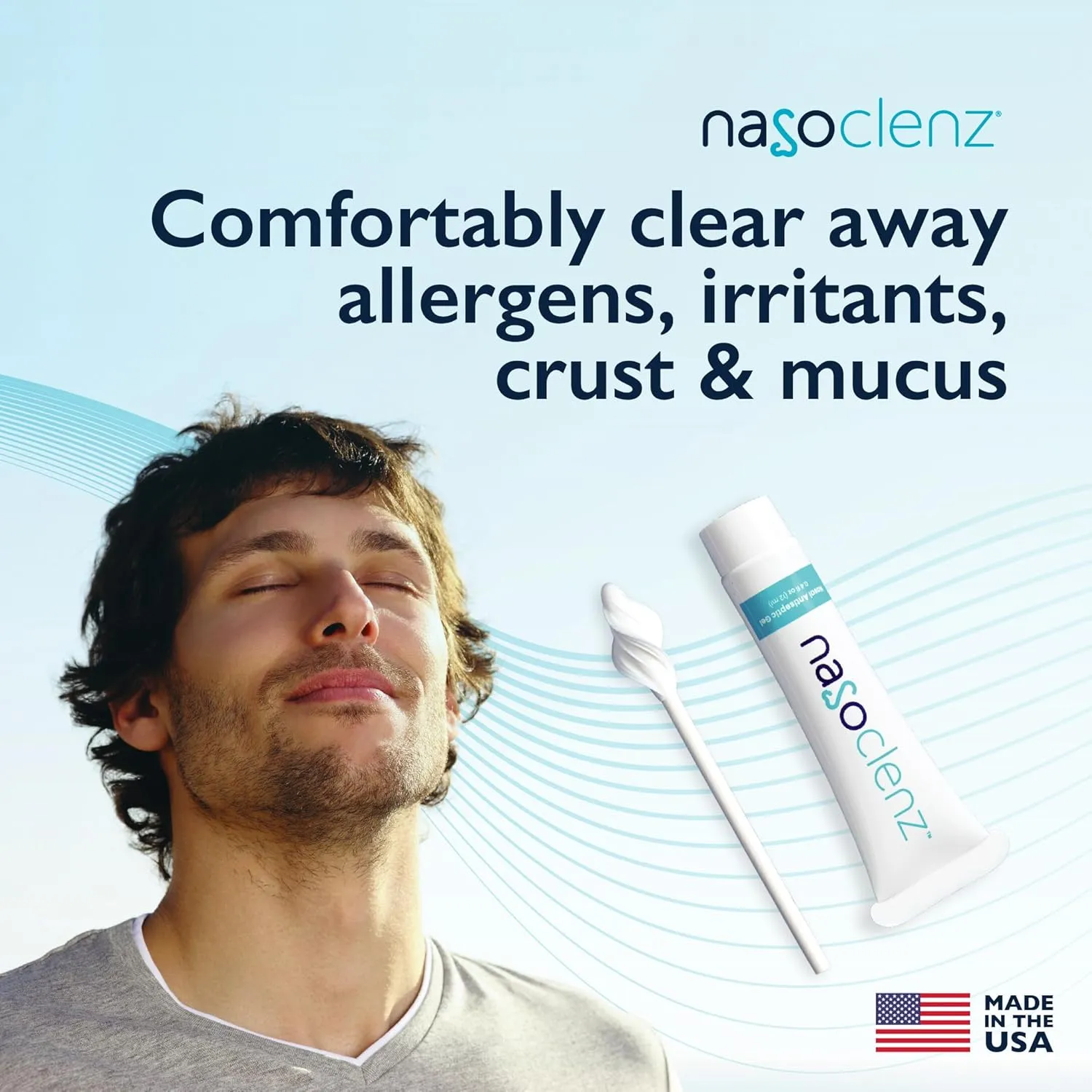 Nasal Cleansing Kit – Gentle, Washable Wand & Antiseptic Gel, Nose Cleaner Reduces Germs & Nasal Moisturizer for Fast Dry Nose & Allergy Relief (Unscented 4 Count, up to 50 uses)