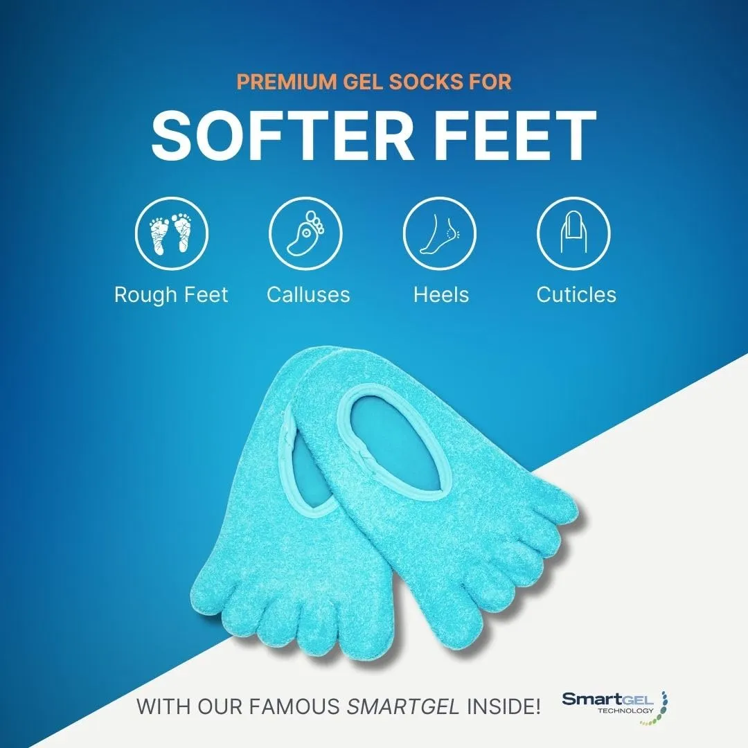 NatraCure 5-Toe Gel Lined Foot Moisturizing Socks – Aloe & Shea Infused Fuzzy Hydrating Socks for Women & Men - Soft Feet Moisturizer Spa & Pedicure Socks for Dry Cracked Heels, Calluses - Large