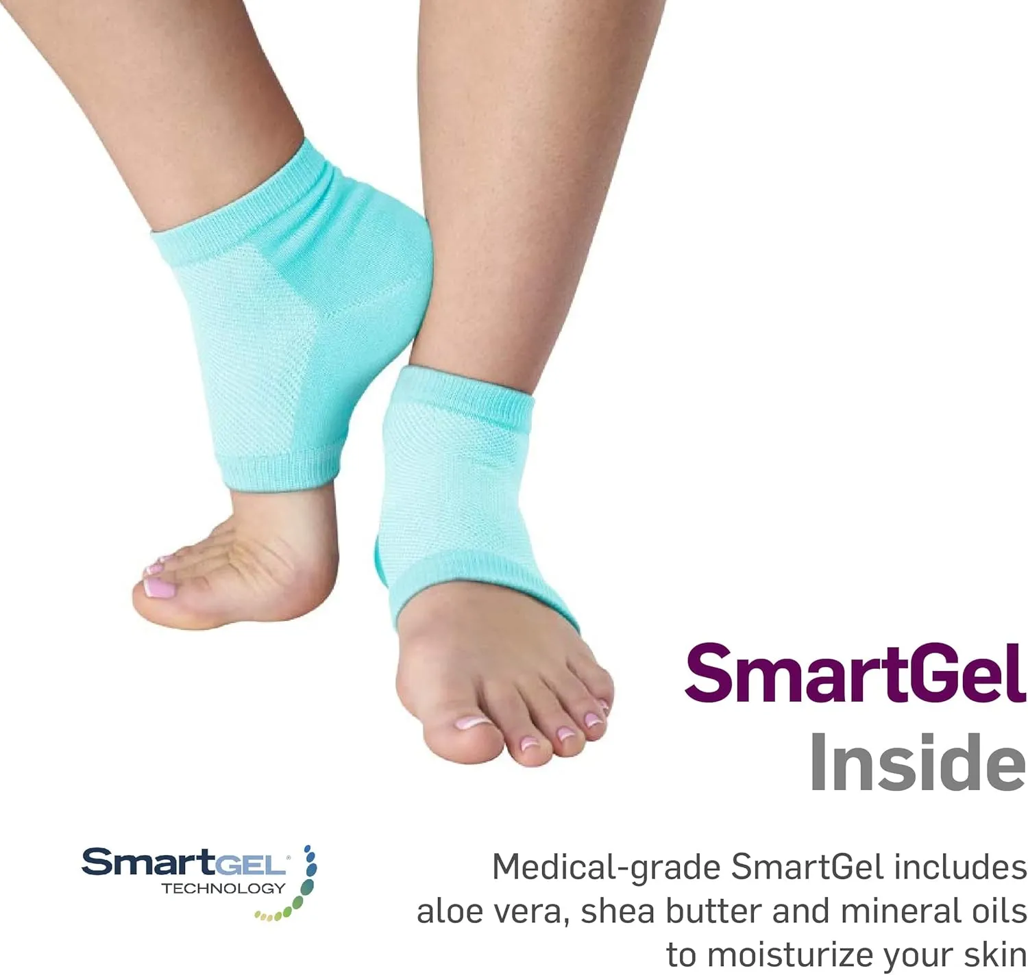 NatraCure Vented Moisturizing Gel Heel Sleeves - (2 Pairs of Skin softening footcare treatment socks for Cracked heels, Dry feet, Foot calluses, Rough heel socks - (608-M RET2PK) - Size: Regular