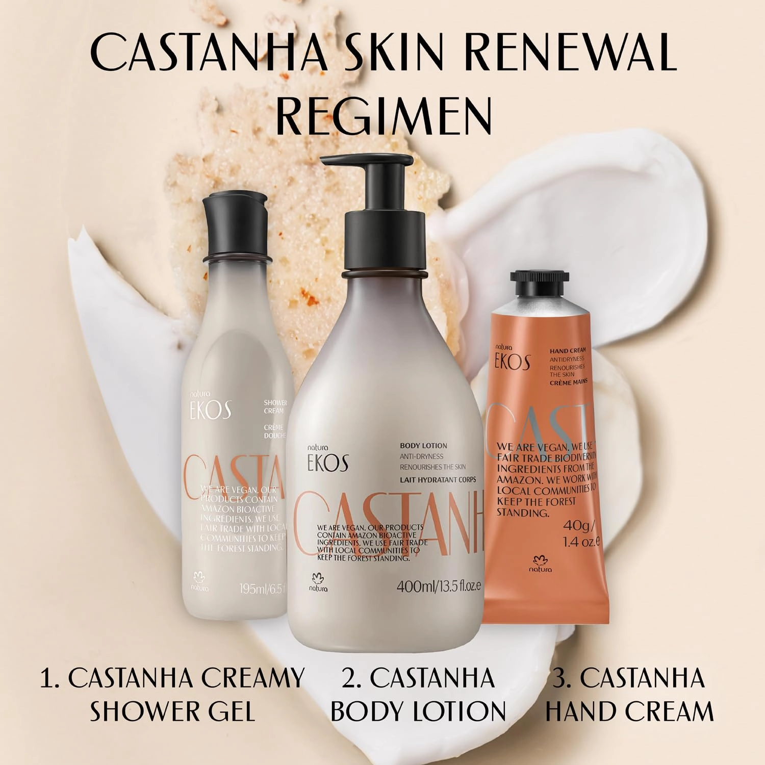 natura - Ekos Castanha (Brazil Nut) Hand Cream - Anti-Dryness Hand Balm - 24-Hour Deep Hydration Skin Moisturizer - Vegan Skin Care - Brazilian Beauty Secrets - Self Care & Body Care - 2.6oz (75g)