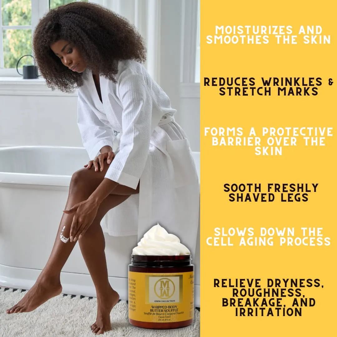 Natural Whipped Body Butter Soufflé For Dry & damaged Skin - Whipped Shea Butter with Vitamin E & A, coconut oil, Mango Butter & Cacao Butter - Hydrating & Moisturizing Shea - Vegan