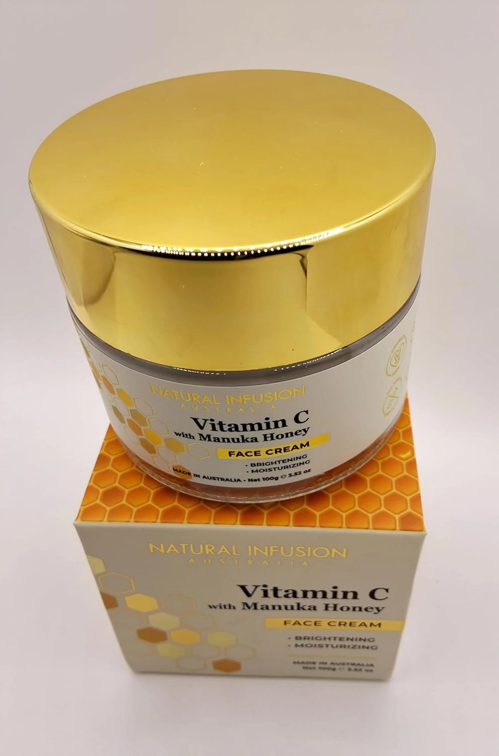 Natural Infusion Vitamin C with Manuka Honey Brightening & Moisturizing Face Cream – 3.52 fl. oz. | Hydrating Daily Face Cream for Radiant, Glowing Skin | Paraben-Free & Gentle for All Skin Types