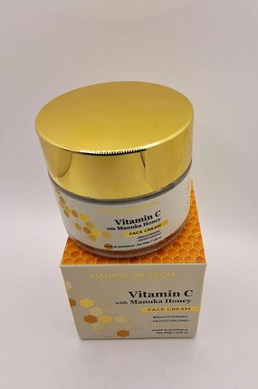 Natural Infusion Vitamin C with Manuka Honey Brightening & Moisturizing Face Cream – 3.52 fl. oz. | Hydrating Daily Face Cream for Radiant, Glowing Skin | Paraben-Free & Gentle for All Skin Types