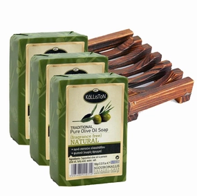 Natural Soap, Extra Virgin Olive Oil Soap Bars, Fragrance Free, All Natural for Smooth Skin, Hypoallergenic, Cruelty Free, Handcrafted in Crete, Greece, Pack of 4
