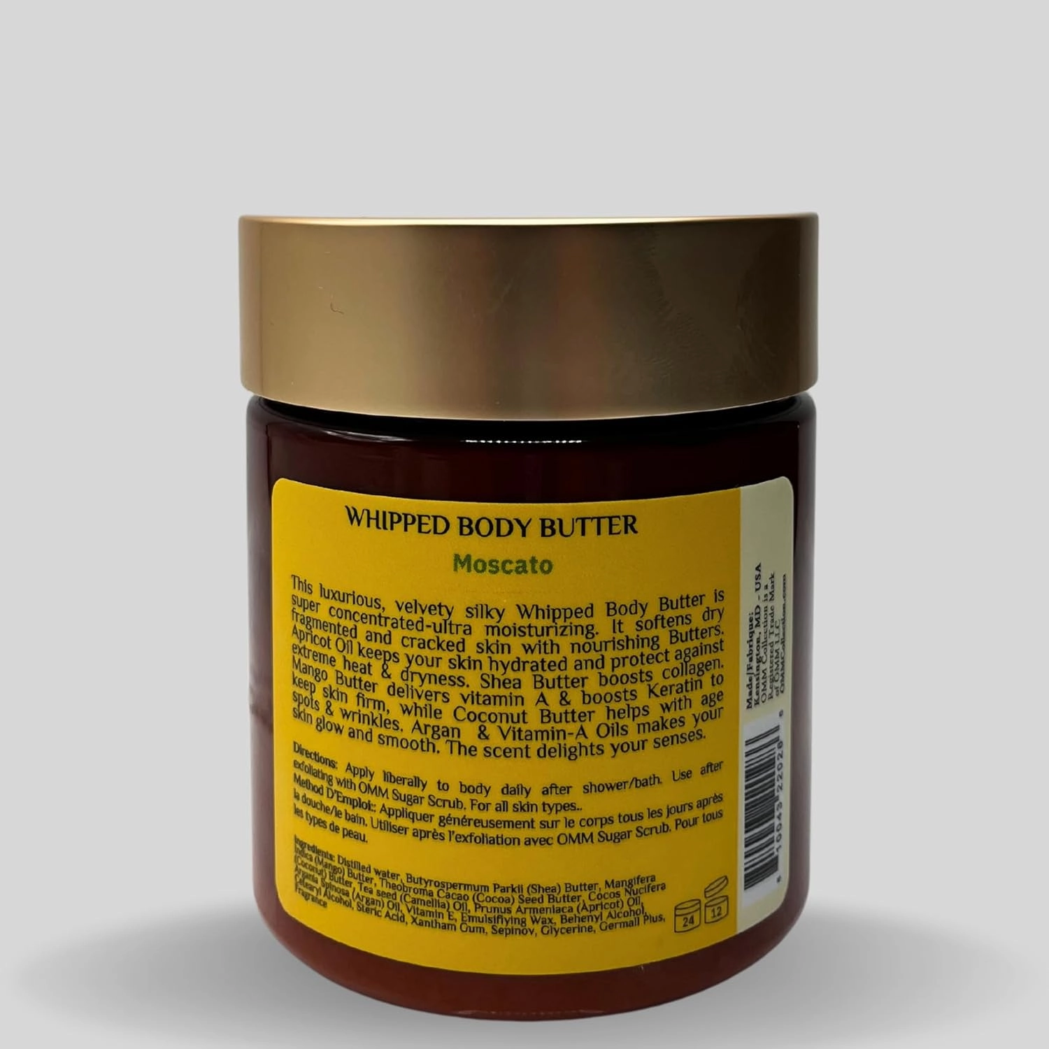 Natural Whipped Body Butter Soufflé For Dry & Sensitive Skin - Whipped Shea Butter Infused By Vitamin E & A, Mango Butter & Cacao Butter - (Moscato)