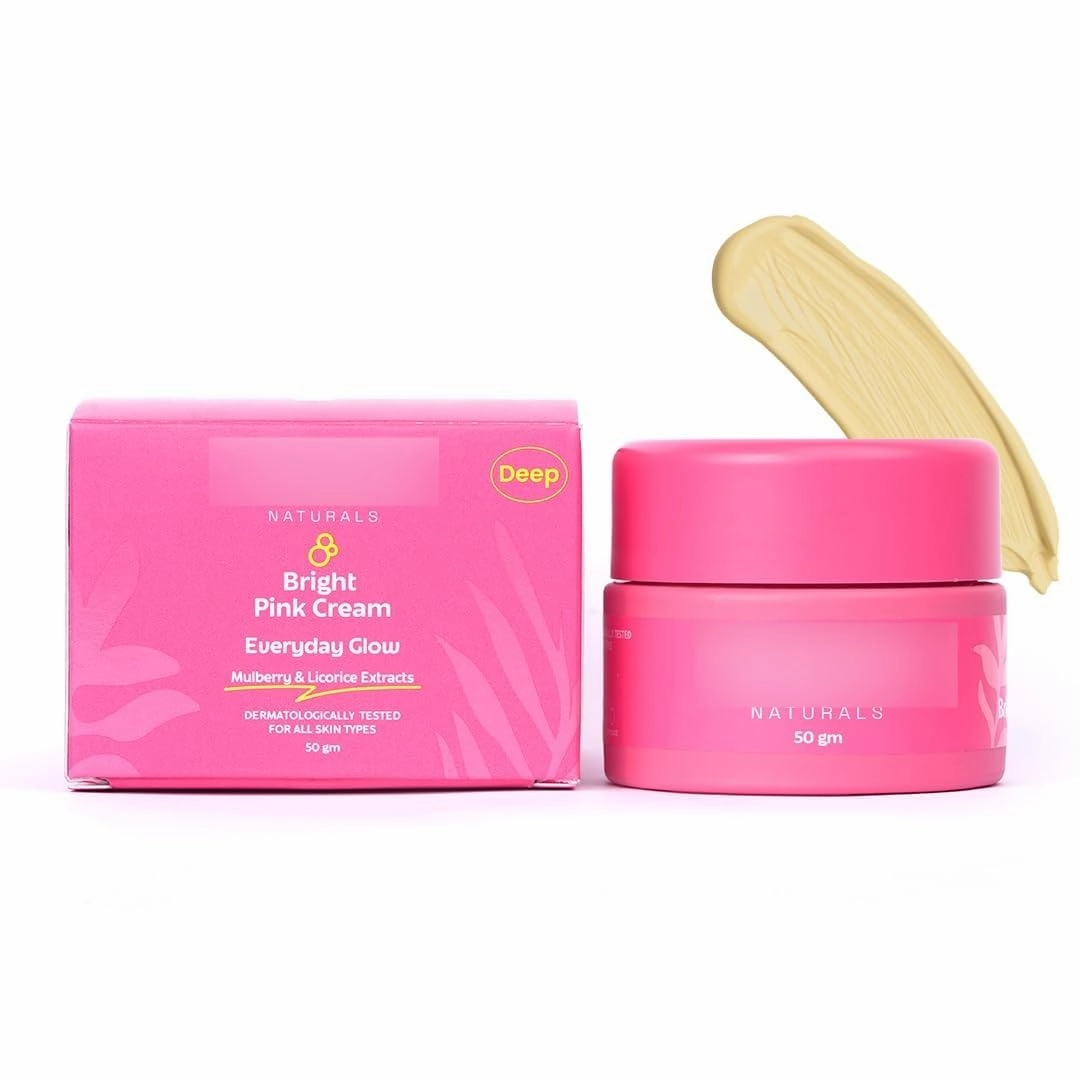 Naturals Deep Bright Pink Face Cream | Tinted Moisturizer | Long-Lasting Hydration | Light makeup look | Vegan | Niacinamide & Mulberry Extracts | Glowy, Glass Skin | 50 gm (Deep shade)