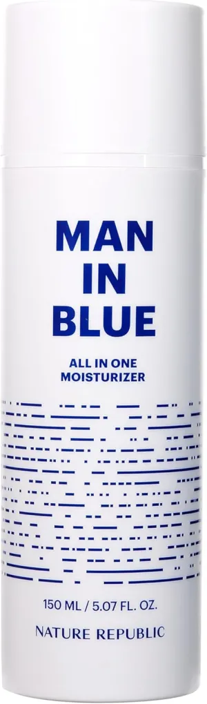 Nature Republic Man in Blue All in One Moisturizer - Daily Fresh Facial Lotion, Korean Natural Hydrating Simple Skin Care for Men Dry Beard Face, Rich, Lightweight, Aftershave, 150ml/5.07 Fl.Oz.