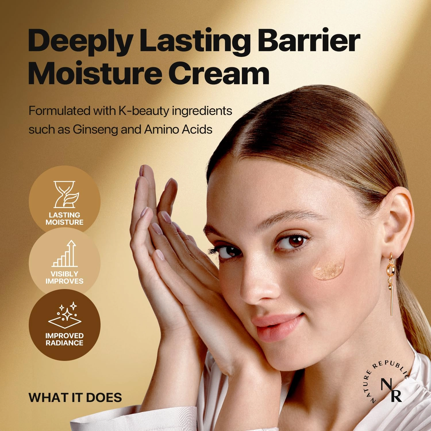 Nature Republic Ginseng Gold Silk Watery Cream 2.11 Oz(60g)-6 Years Korean Ginseng, 99.9% Pure Gold Premium Skin Care, Anti-Aging Moisturizer for Skin, Wrinkle Care with Ginseng Saponins (60g)