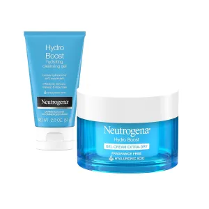 Neutrogena Hydro Boost Water Gel Fragrance-Free Facial Moisturizer, 1.7 fl. oz, Hydro Boost Hydrating Facial Cleansing Gel with Hyaluronic Acid, 2 oz, Travel Size