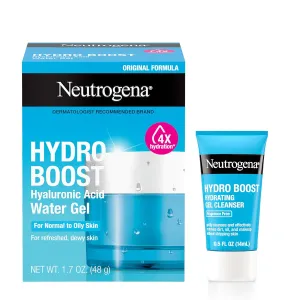 NEUTROGENA Hydro Boost Water Gel, Hyaluronic Acid Facial Moisturizer for Normal to Oily Skin, Hydrating Face Moisturizer, 1.7 fl. oz   Trial Size Hydro Boost Facial Cleanser, 0.5 fl. oz