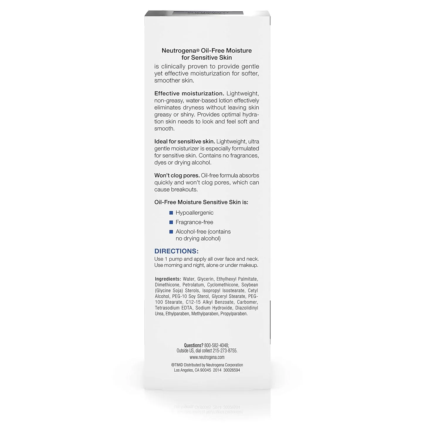 Neutrogena Oil-Free Moisture Daily Hydrating Face Moisturizer for Sensitive Skin, Fast Absorbing Ultra-Gentle Lightweight Face Lotion Moisturizer with Glycerin, Non-Comedogenic, 4 fl. oz
