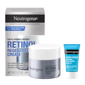 NEUTROGENA Rapid Wrinkle Repair Retinol Face Moisturizer, Anti-Aging Face Cream with Retinol & Hyaluronic Acid, 1.7 oz   Trial Size Hydro Boost Facial Cleanser, 0.5 fl. oz