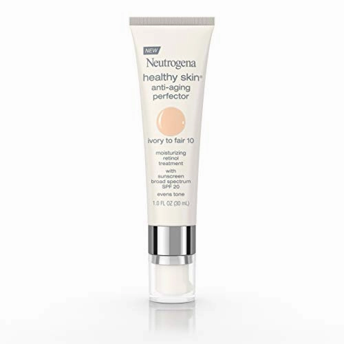 Neutrogena Healthy Skin Anti-Aging Perfector Tinted Facial Moisturizer and Retinol Treatment with Broad Spectrum SPF 20 Sunscreen with Titanium Dioxide, 10 Ivory to Fair, 1 fl. oz
