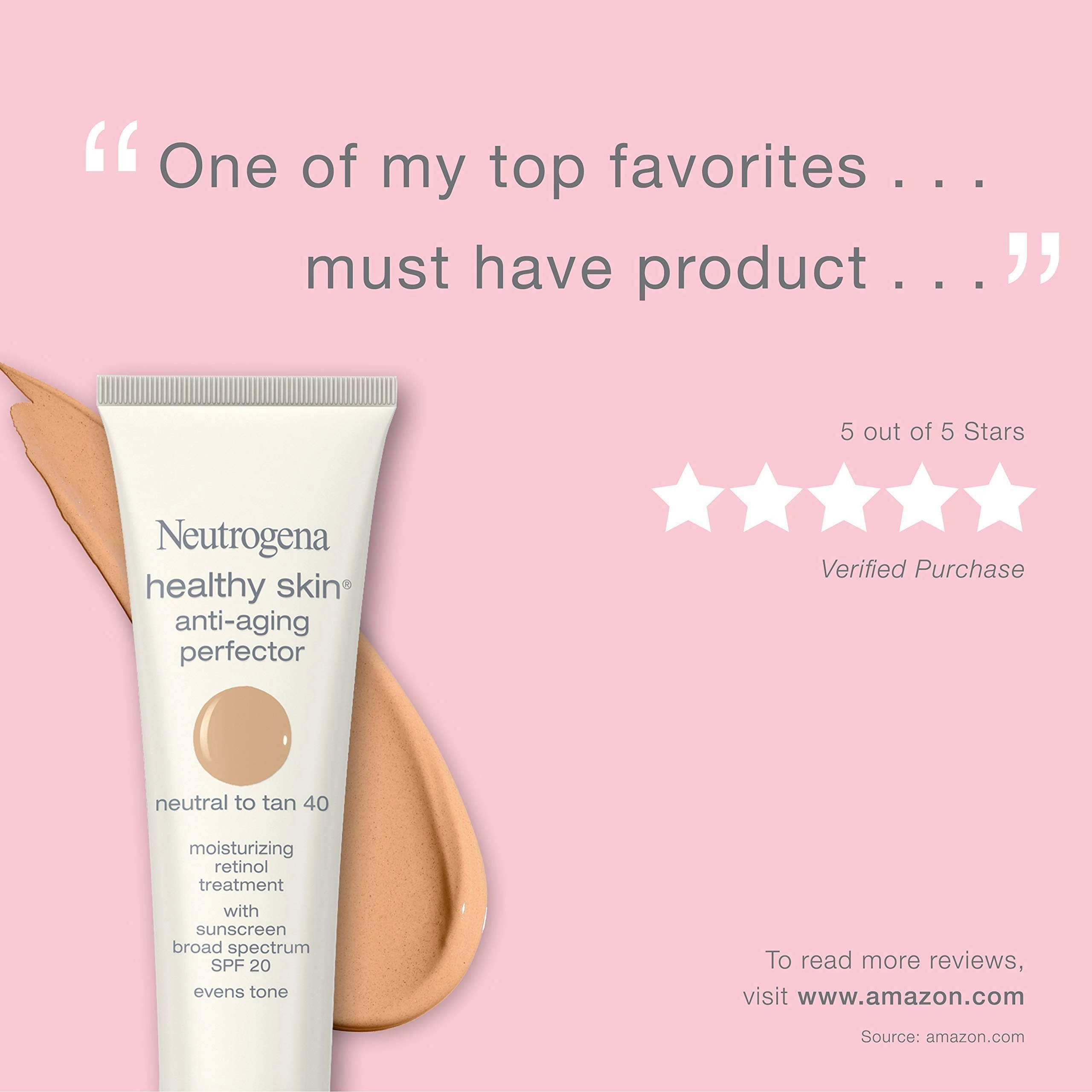 Neutrogena Healthy Skin Anti-Aging Perfector Tinted Facial Moisturizer and Retinol Treatment with Broad Spectrum SPF 20 Sunscreen with Titanium Dioxide, 10 Ivory to Fair, 1 fl. oz