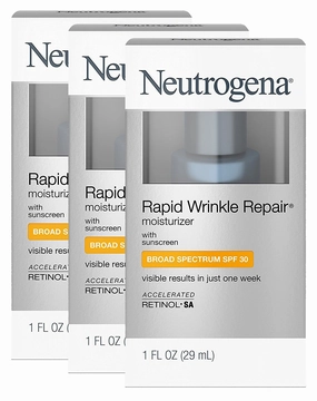 Neutrogena Rapid Wrinkle Repair Daily Face Moisturizer with SPF 30 & Hyaluronic Acid, 1 Fl. Oz. 3 Pack