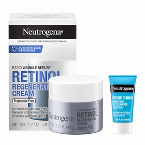 Neutrogena Rapid Wrinkle Repair Retinol Face Moisturizer, Fragrance Free, Anti-Aging Face Cream with Retinol & Hyaluronic Acid, 1.7 oz   Trial Size Hydro Boost Facial Cleanser, 0.5 fl. oz