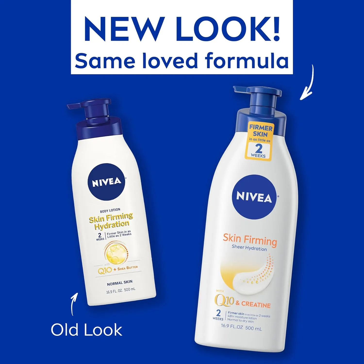 NIVEA Sheer Hydration Skin Firming Body Lotion with Q10 and Vitamin C, 72-Hour Body Moisturizer for Normal to Dry Skin, 16.9 Fl Oz Pump Bottle, Pack of 3