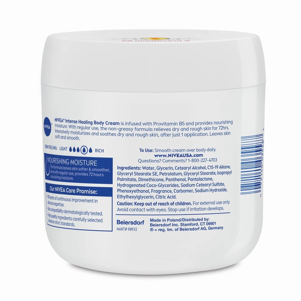 Nivea Intense Healing Cream, Moisturizing Body Cream for Dry Skin, 13.5 oz jar (Pack of 2)