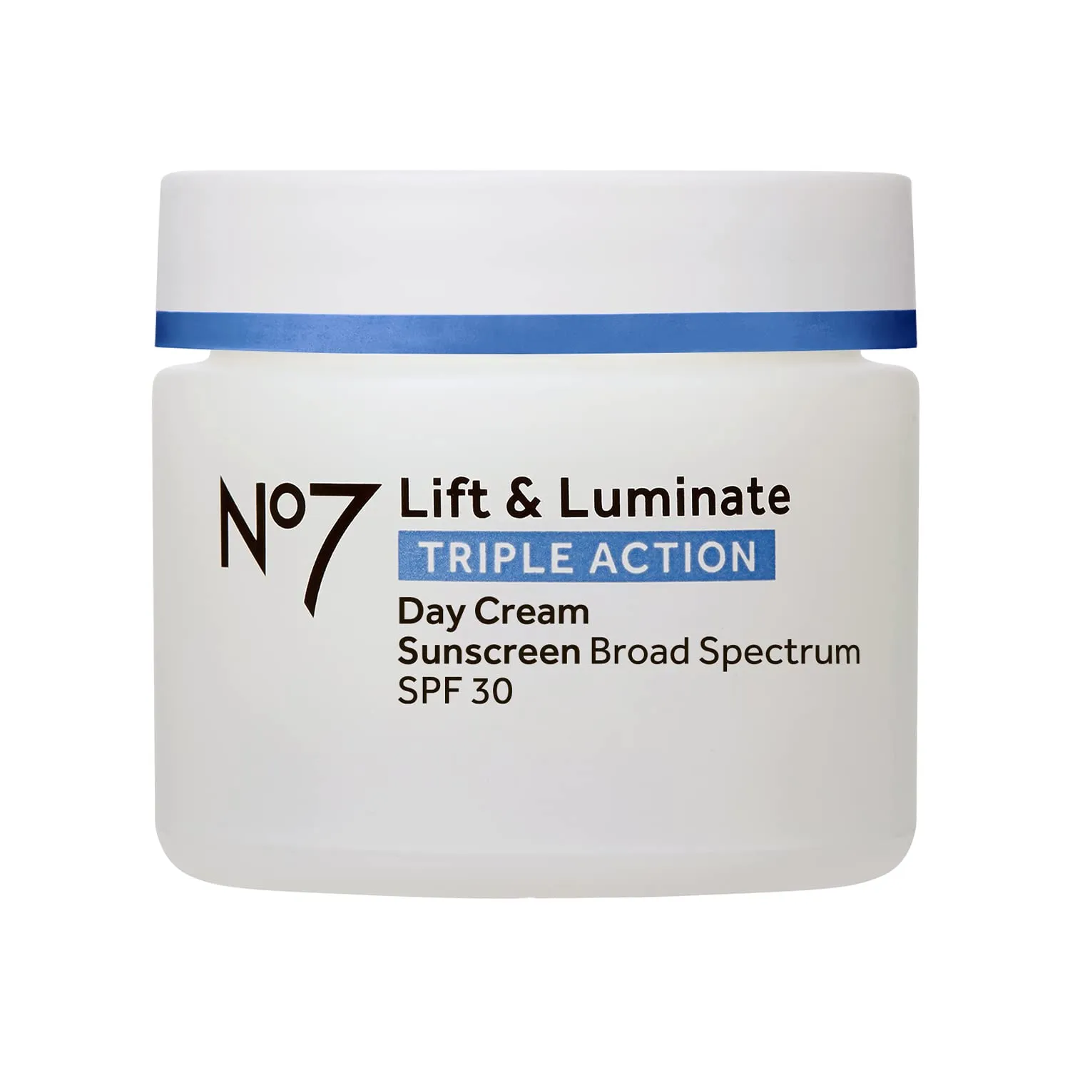 No7 Lift & Luminate Triple Action Fragrance Free Day Cream SPF 30 - Broad Spectrum Anti Aging Face Cream - Hydrating Hibiscus Peptides & Hyaluronic Acid   Brightening Emblica & Vitamin C (50ml)