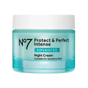 No7 Protect & Perfect Intense Advanced Night Cream - Vitamin E & Shea Butter Face Cream - Fine Line Reducing Moisturizer with Collagen Peptide Technology (1.69 fl oz)