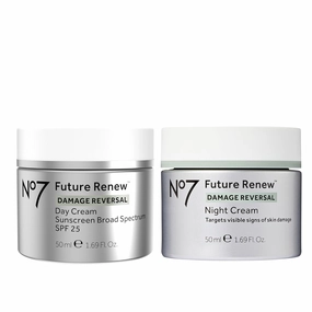 No7 Future Renew Damage Reversal Day Cream SPF 25 and Night Cream Duo - Hydrating & Firming Face Moisturizers to Reverse Visible Signs of Skin Damage - Dermatologist Approved and Suitable for Sensitiv