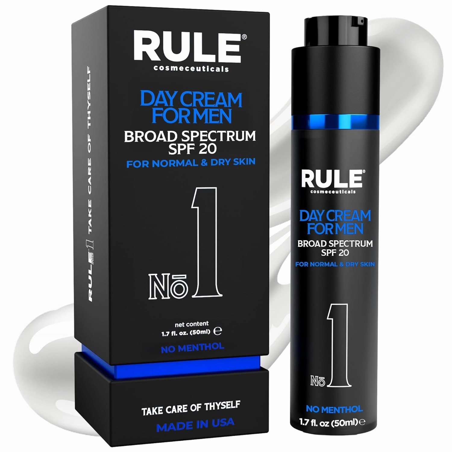 No.1 Day Cream, SPF 20, Face Moisturizer for Men, 10-in-1 Men’s Face Cream, Sunscreen, Combination Skin Moisturizer, Men’s Grooming Solution, No Menthol, 50 mL