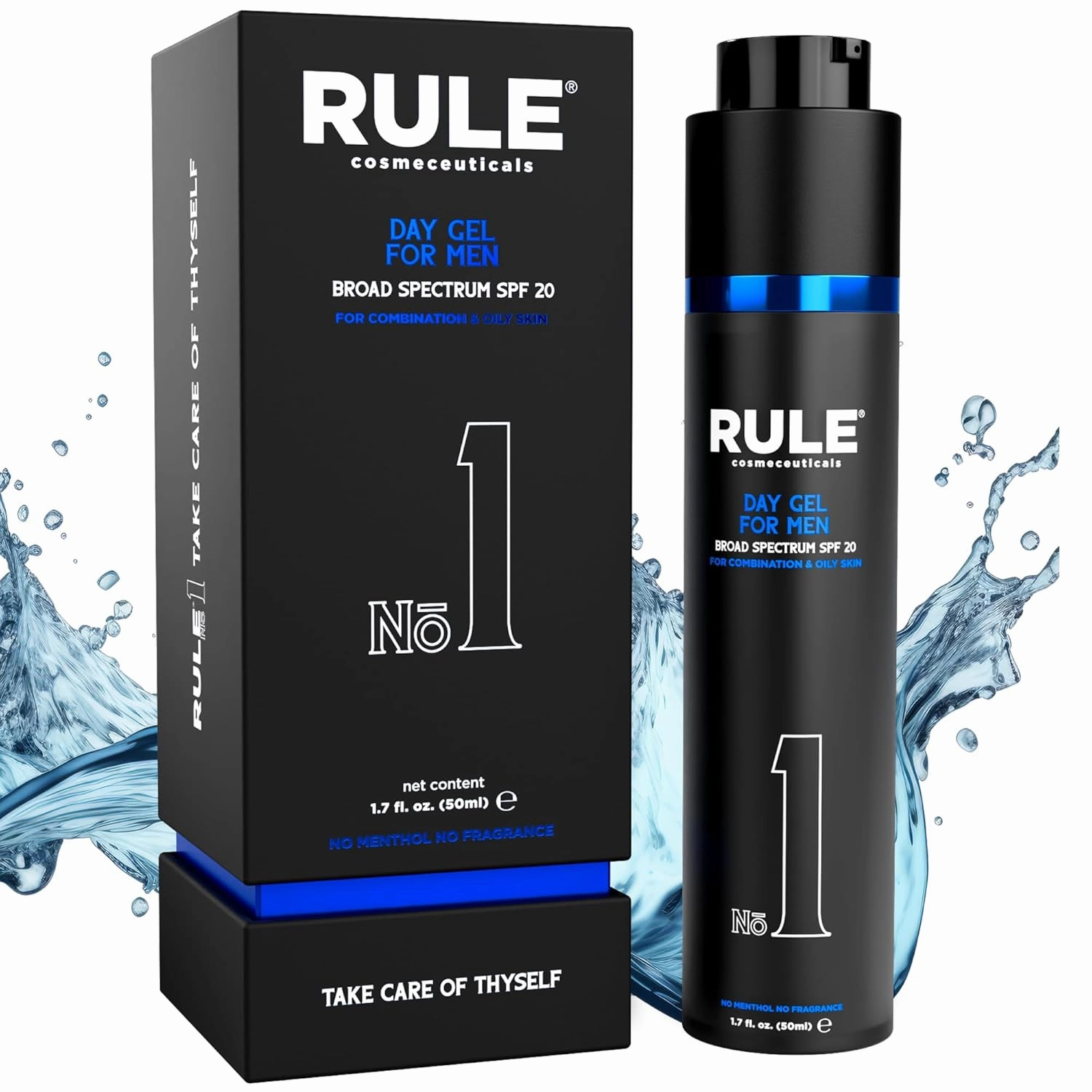 No. 1 Day Gel, SPF 20, Moisturizer for Face, Sunscreen & Moisturizer for Men, Moisturizer for Dry Skin, Men’s Grooming Solution, No Menthol, No Fragrance, 50 mL