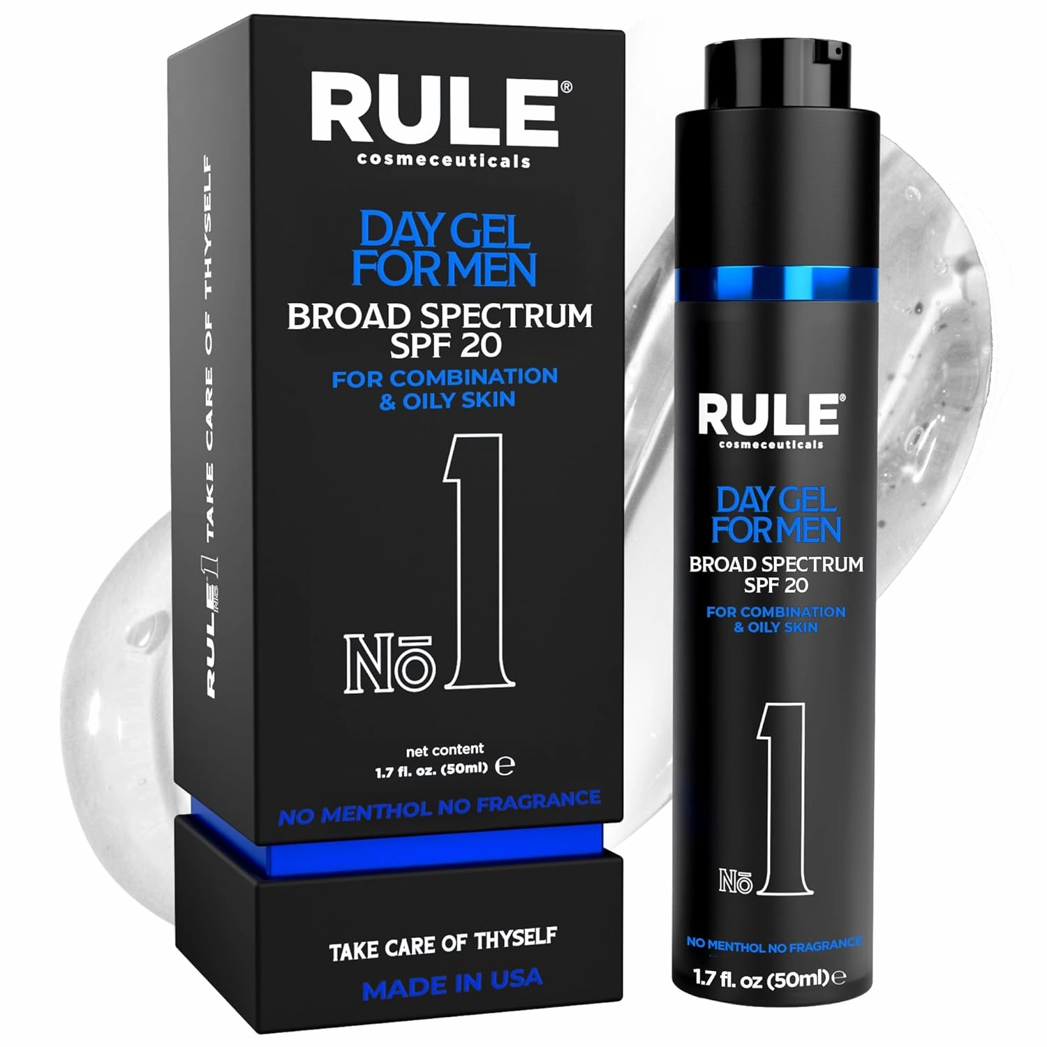 No. 1 Day Gel, SPF 20, Moisturizer for Face, Sunscreen & Moisturizer for Men, Moisturizer for Dry Skin, Men’s Grooming Solution, No Menthol, No Fragrance, 50 mL